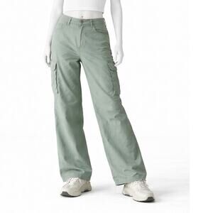 Rachel Paige Green Cargo Pants Womens XL Wide Leg Utility Stretch baggy, boho